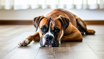 a 6 year old boxer dog laying on a large plank white oak floor make the floor look taupeish brown-1 a 6 year old boxer dog laying on a large plank white oak floor make the floor look taupeish brown-1