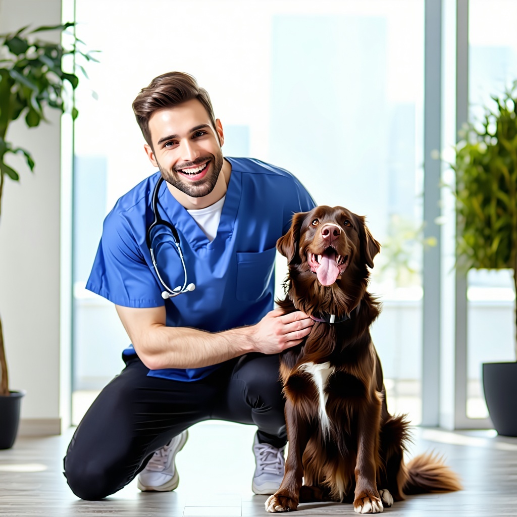 Vet and dog