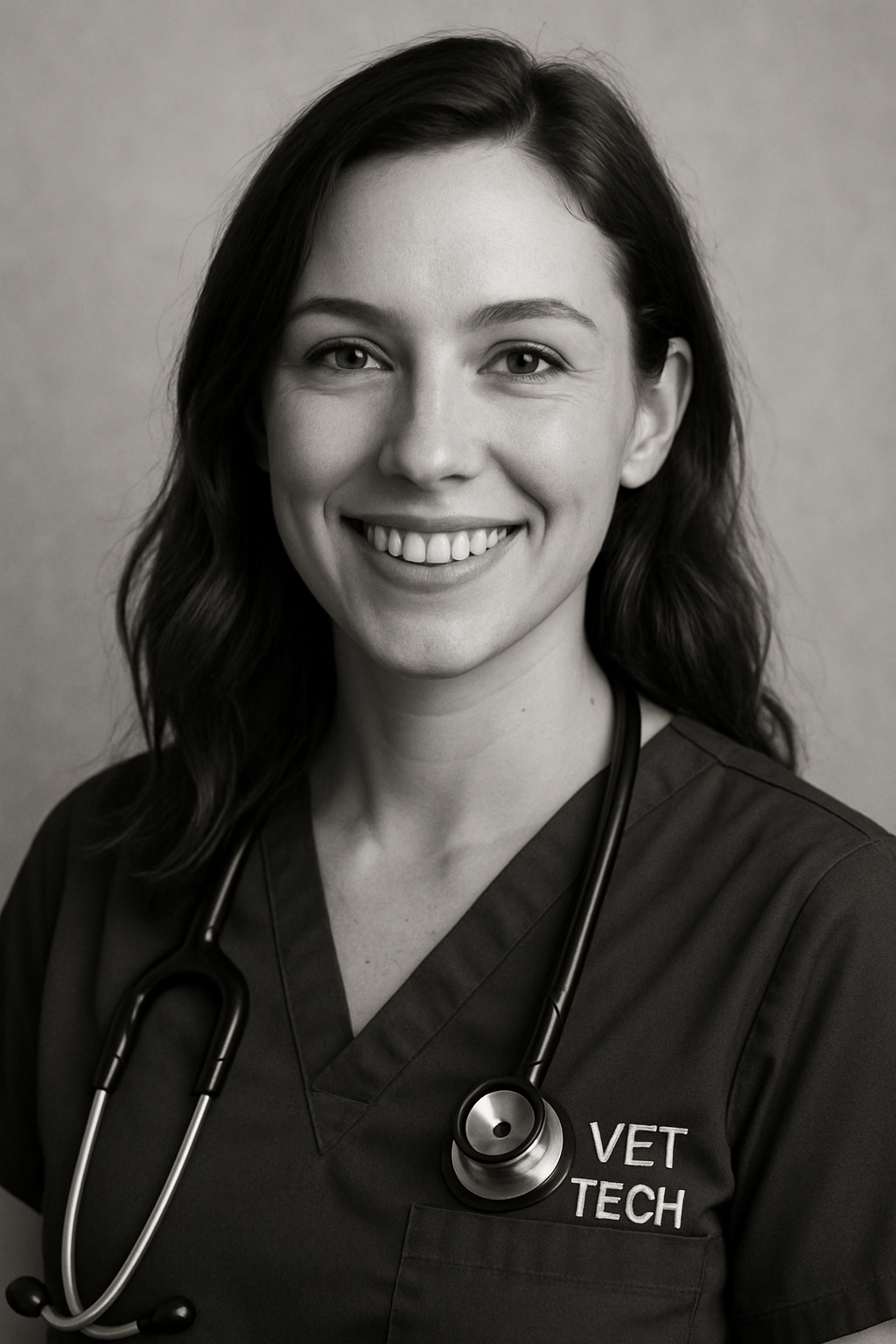 female vet technician profile pic BW
